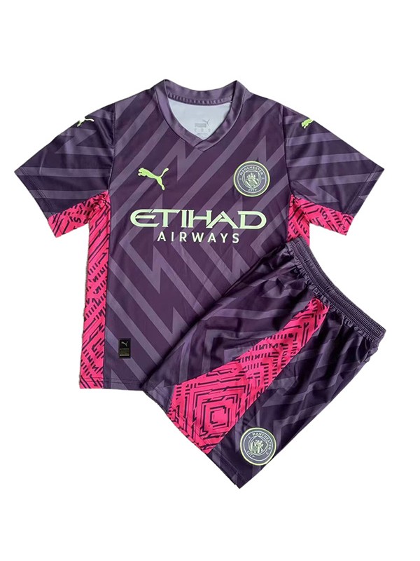 Manchester city édition spéciale maillot violet enfants kit enfants football mini chemise jeunes uniformes 2023-2024