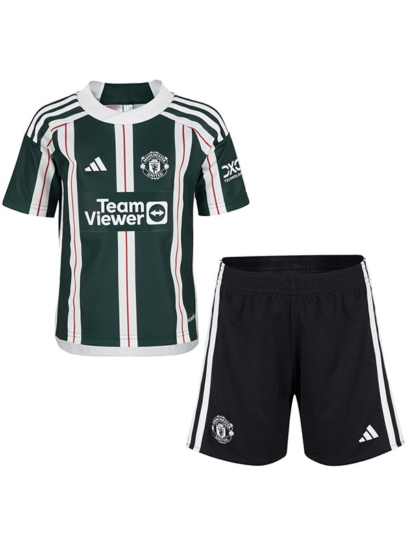 Manchester united maillot enfant extérieur kit de football enfants deuxième mini chemise de football uniformes de jeunesse 2023-2024