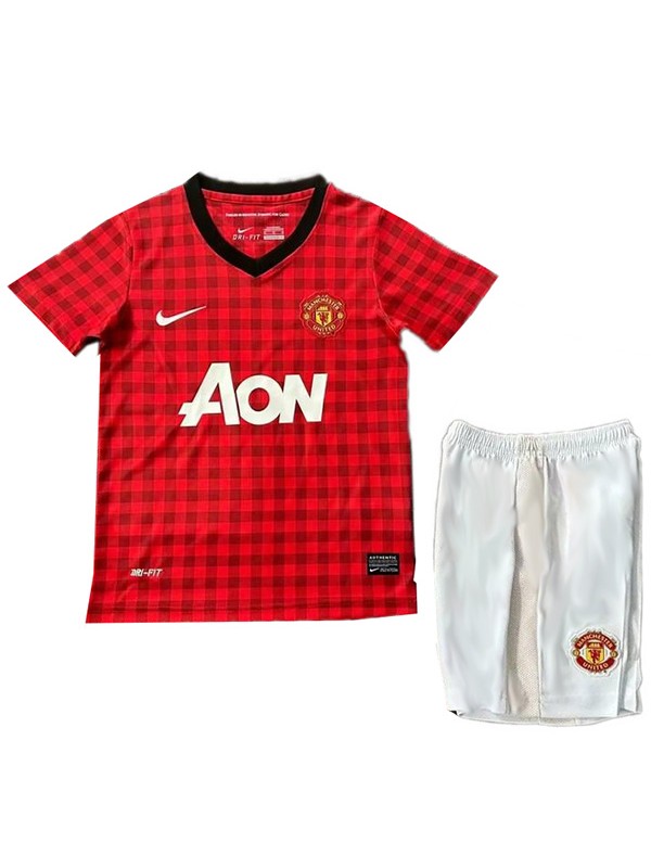 Manchester united maillot rétro enfant domicile kit de football enfants vintage premier maillot de football mini uniformes de jeunesse 2012-2013
