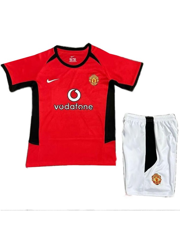 Manchester United domicile enfants maillot rétro kit de football enfants vintage premier maillot de football mini uniformes de jeunesse 2002-2004