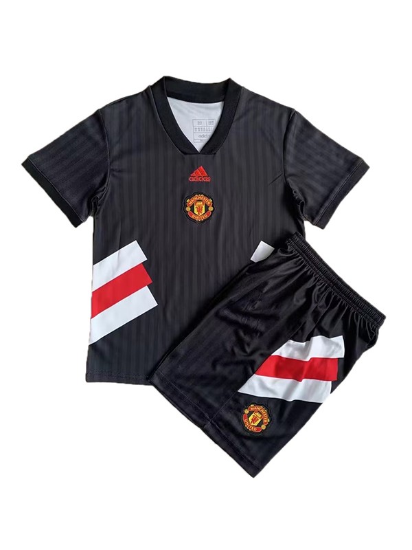 Manchester united spécial enfants maillot kit de football enfants noir football mini chemise jeunes uniformes 2023-2024