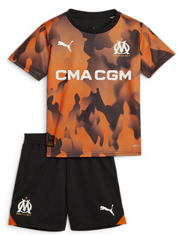 Olympique de Marseille troisième maillot de football pour enfants kit de football pour enfants 3ème mini-chemise de football uniformes pour jeunes 2023-2024