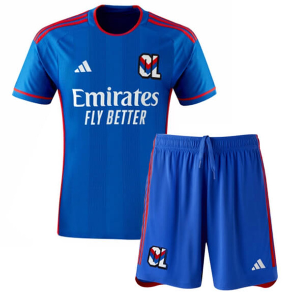 Olympique Lyonnais maillot extérieur pour enfants kit de football lyonnais deuxième mini-chemise de football pour enfants uniformes pour jeunes 2023-2024