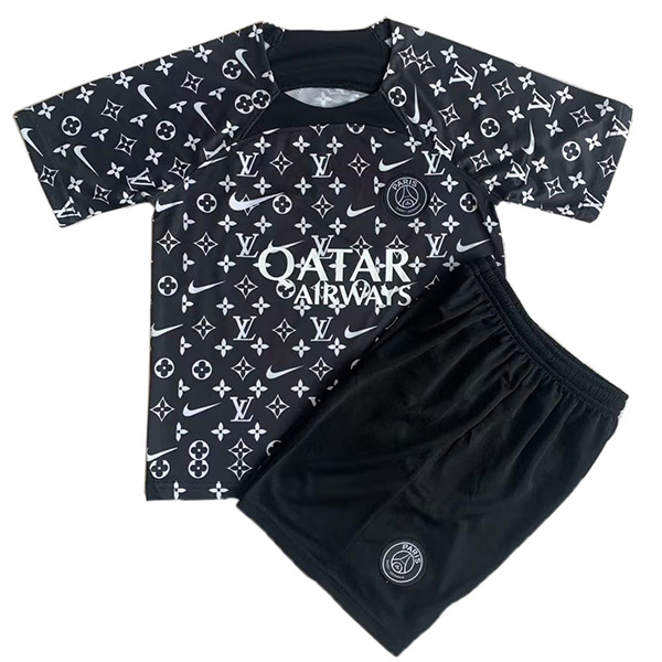 Paris saint germain enfants maillot concept édition kit de football enfants noir football mini chemise jeunes uniformes 2023-2024