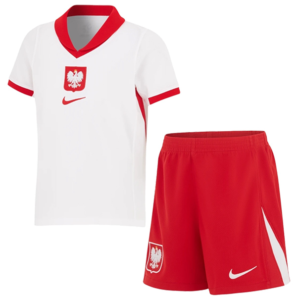 Poland maillot enfant domicile Kit de football pour enfants premier mini-maillot de football uniformes pour jeunes coupe Euro 2024