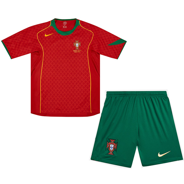 Portugal maillot rétro enfant domicile kit de football vintage united children premier mini-chemise de football uniformes pour jeunes 2004