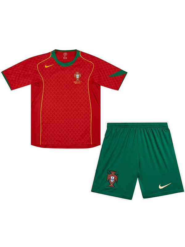 Portugal maillot rétro enfant domicile kit de football vintage united children premier mini-chemise de football uniformes pour jeunes 2004