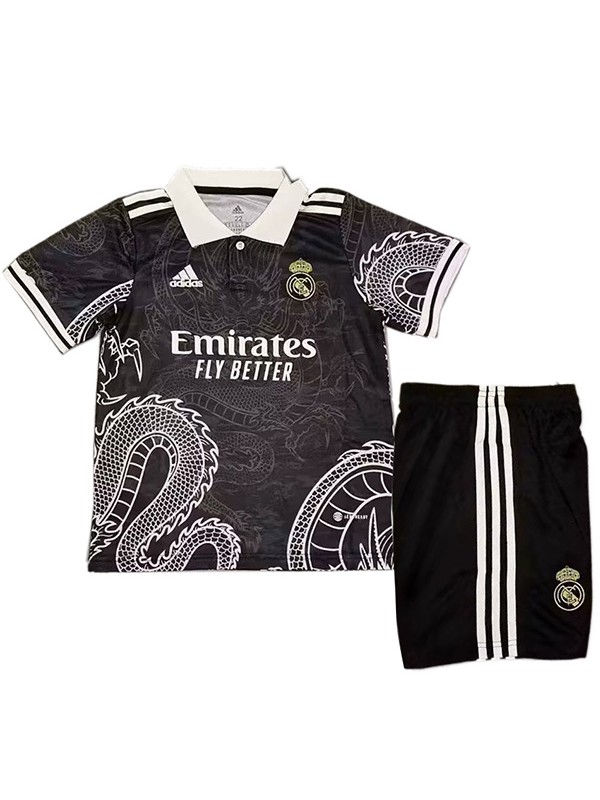 Real madrid édition spéciale enfants maillot dragon football enfants noir maillot de football mini uniformes de jeunesse 2023-2024