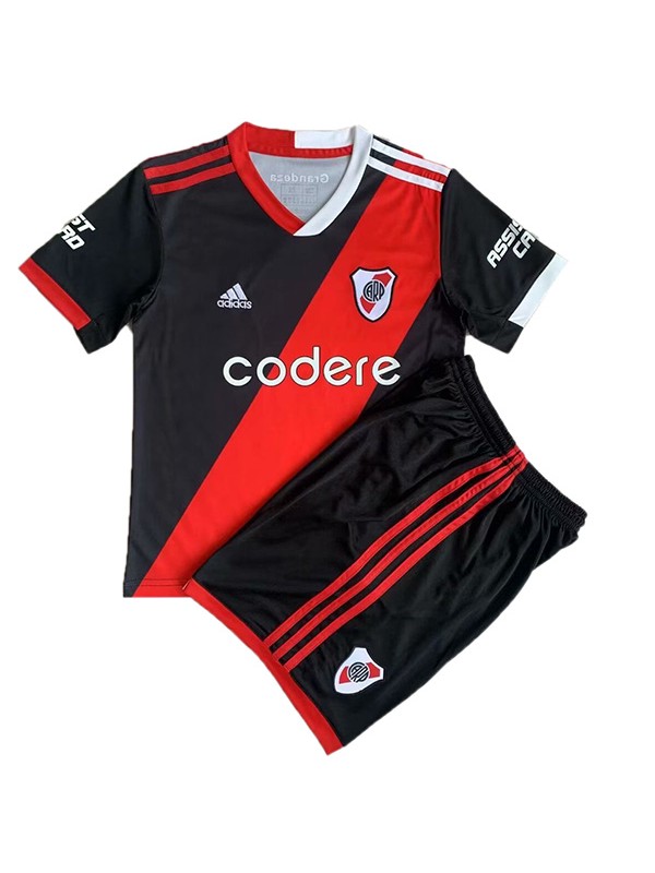 River Plate troisième maillot enfant kit de football enfants noir football mini chemise jeunes uniformes 2023-2024