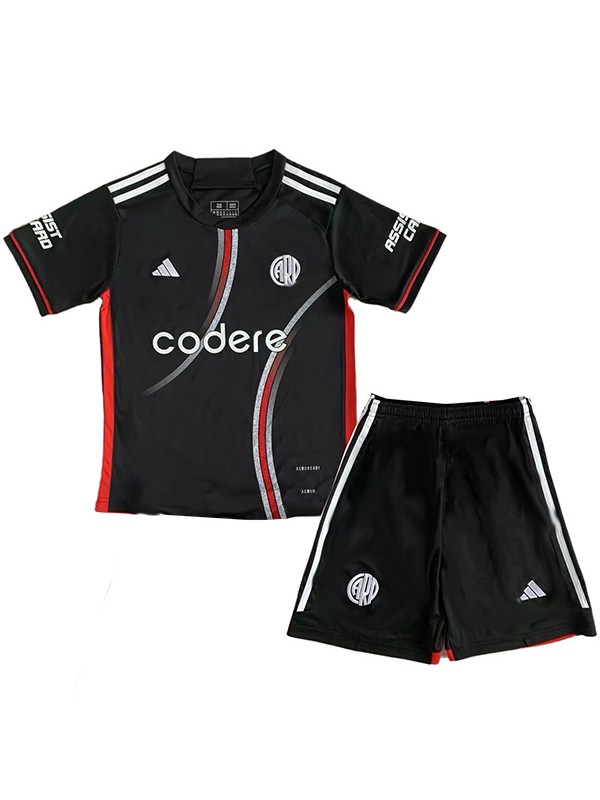 River Plate troisième maillot de football pour enfants kit de football pour enfants mini-chemise de football noir uniformes pour jeunes 2024-2025