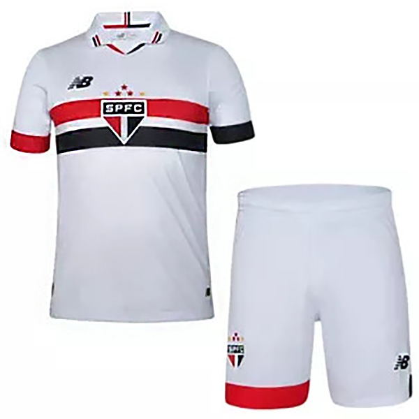 São Paulo domicile maillot de football pour enfants kit de football pour enfants premier mini-chemise de football uniformes pour jeunes 2024-2025
