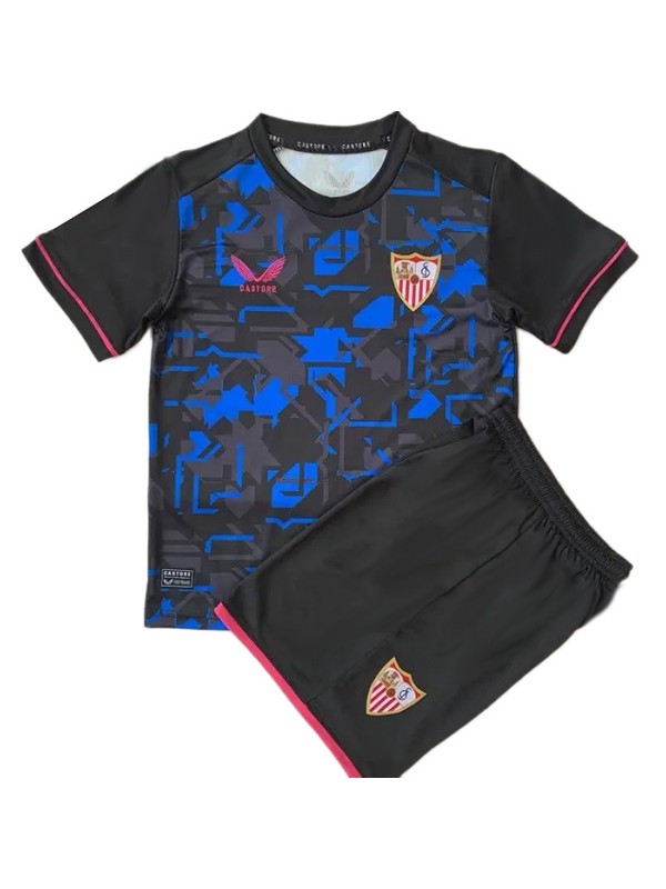 Sevilla troisième maillot de football pour enfants kit de football pour enfants 3ème mini-chemise de football uniformes pour jeunes 2023-2024