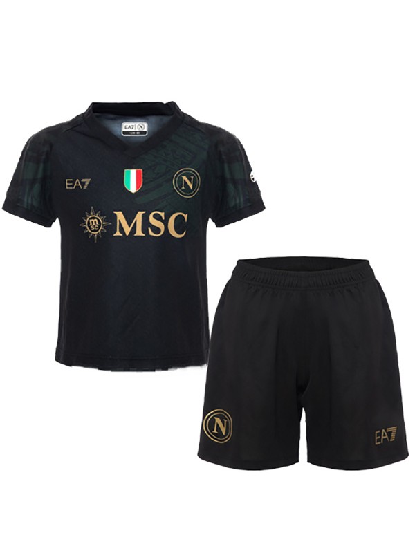 SSC napoli troisième maillot de football pour enfants kit de football pour enfants 3ème mini-chemise de football uniformes pour jeunes 2023-2024