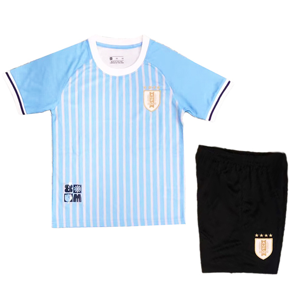 Uruguay domicile maillot de football pour enfants kit de football pour enfants premier maillot de football mini uniformes de jeunesse 2024 coupe d'euro
