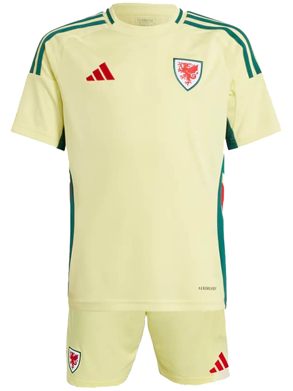 Wales maillot enfant extérieur kit de football pour enfants deuxième maillot de football mini uniformes pour jeunes coupe Euro 2024