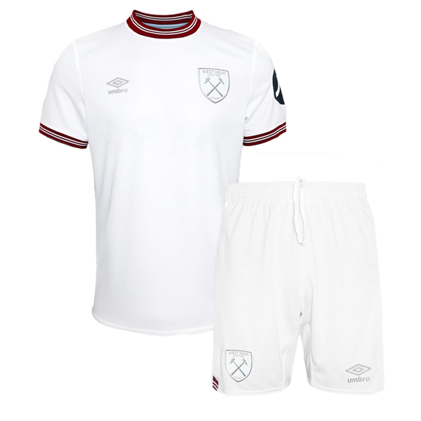 West ham maillot extérieur kit de football enfants deuxième mini-chemise de football uniformes pour jeunes 2023-2024