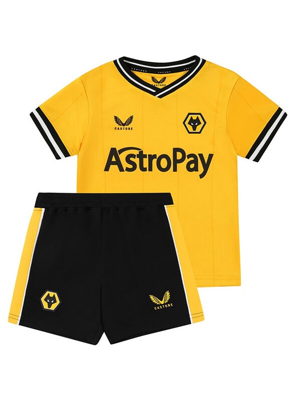 Wolverhampton Wanderers domicile kit enfants football enfants premier football mini-shirt uniformes pour jeunes 2023-2024