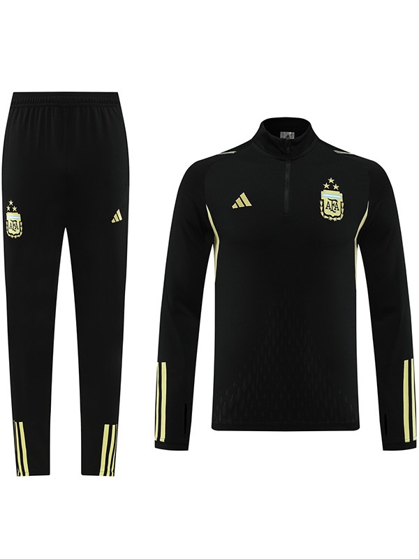 Argentina jacket football sportswear tracksuit long zip black uniform men's training kit outdoor soccer coat 2023-2024