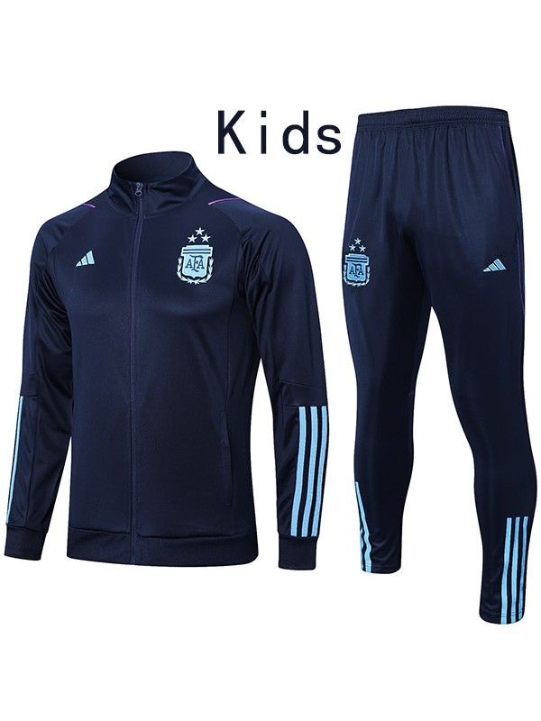 Argentina jacket kids kit football sportswear tracksuit long zipper youth navy training uniform outdoor children soccer coat 2023-2024