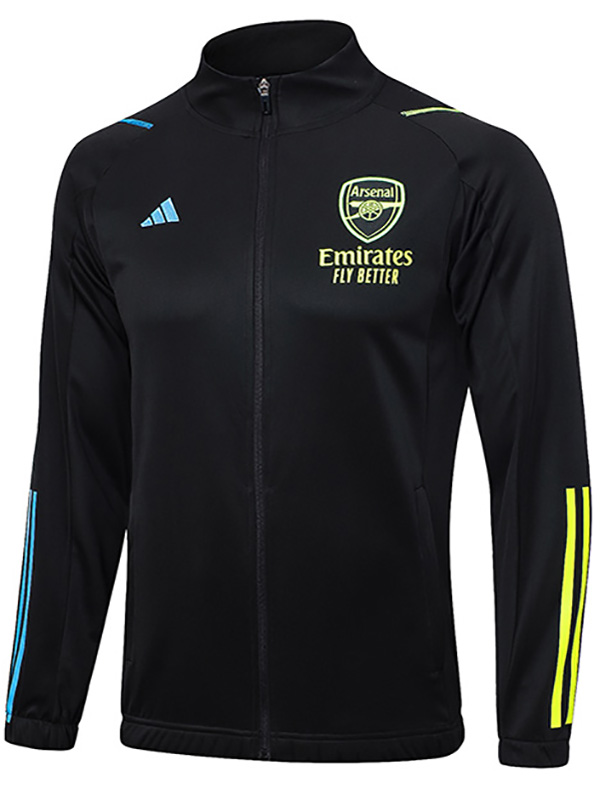 Arsenal veste football sportswear survêtement noir complet fermeture éclair uniforme hommes formation kit extérieur football manteau 2023-2024