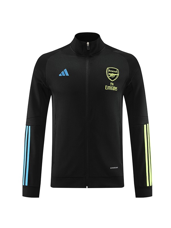 Arsenal veste football sportswear survêtement noir jaune complet fermeture éclair uniforme hommes kit d'entraînement en plein air manteau de football 2023-2024