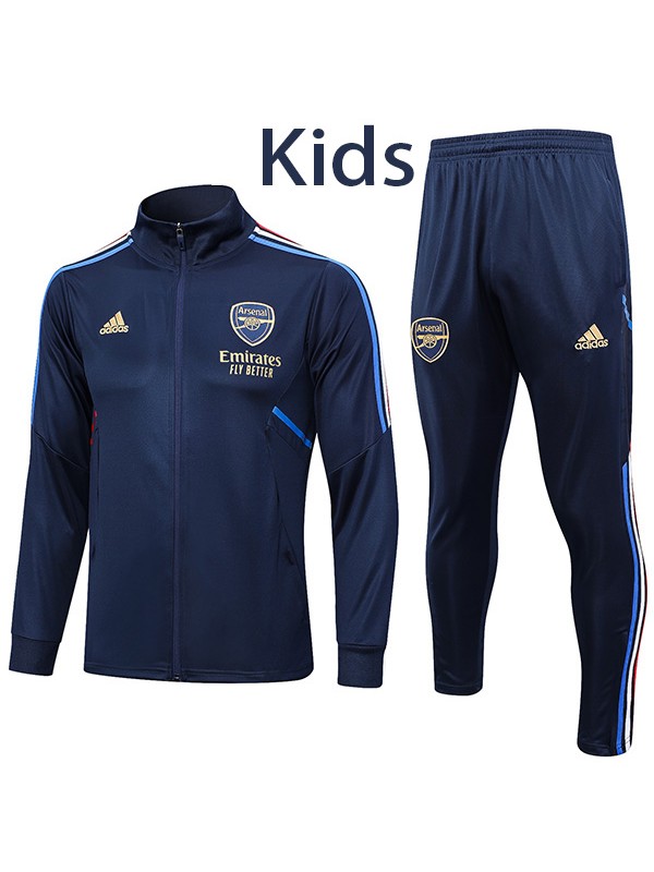 Arsenal veste enfants kit marine football sportswear survêtement fermeture à glissière complète jeunesse formation uniforme en plein air enfants manteau de football 2023-2024