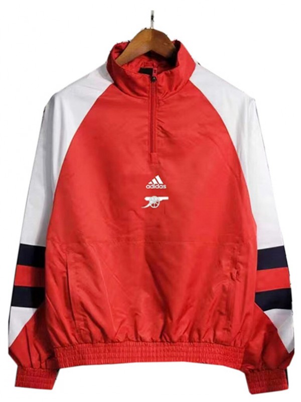Arsenal windbreaker hoodie jacket football sportswear tracksuit zipper men's training red kit outdoor soccer coat 2023-2024