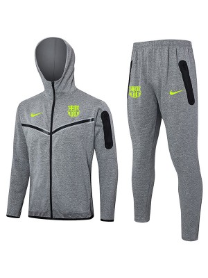 Barcelona veste à capuche vêtements de sport de football gris vert survêtement fermeture éclair complète kit d'entraînement pour hommes athlétique uniforme extérieur manteau de football 2024-2025