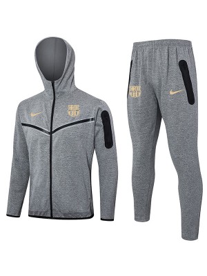 Barcelona veste à capuche vêtements de sport de football survêtement gris fermeture éclair complète kit d'entraînement pour hommes uniforme athlétique en plein air manteau de football 2024-2025
