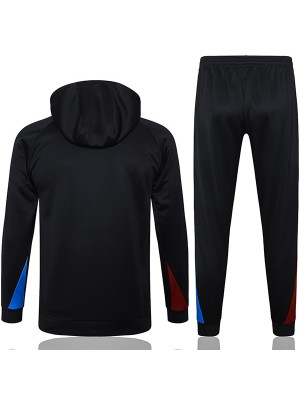 Barcelona veste à capuche Survêtement de sport de football noir avec fermeture éclair complète kit d'entraînement pour hommes manteau de football uniforme athlétique extérieur 2024-2025
