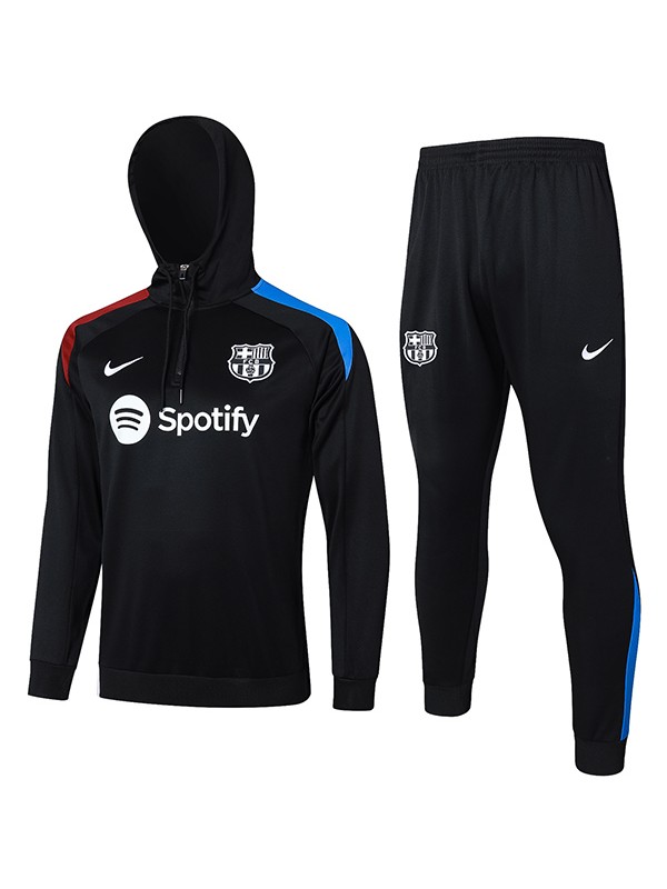 Barcelona hoodie jacket football sportswear tracksuit full zipper men's training kit black outdoor uniform soccer coat 2024-2025
