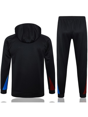 Barcelona hoodie jacket football sportswear tracksuit full zipper men's training kit black outdoor uniform soccer coat 2024-2025