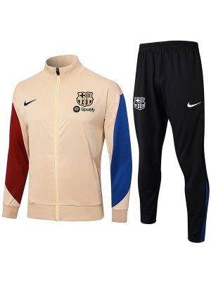 Barcelona veste football sportswear survêtement fermeture éclair complète manteau de football extérieur kit d'entraînement or homme 2024-2025