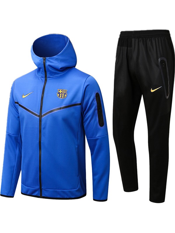 Barcelona windbreaker hoodie jacket football sportswear tracksuit full zipper blue uniform men's training kit 2024