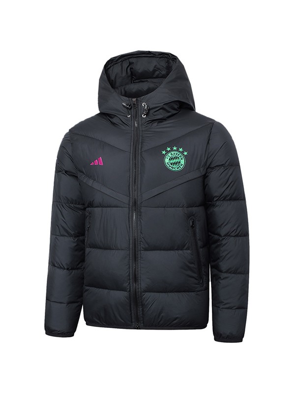 Bayern Munich hoodie cotton-padded jacket football sportswear tracksuit full zipper men's training black kit outdoor soccer coat 2024