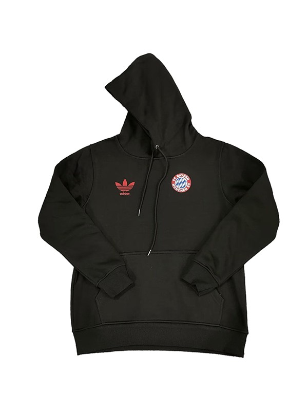 Bayern Munich windbreaker hoodie jacket football sportswear tracksuit men's training kit black outdoor soccer coat 2024