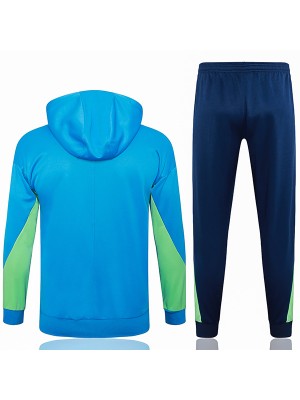 Brazil veste à capuche vêtements de sport de football survêtement bleu fermeture éclair complète kit d'entraînement pour hommes uniforme d'athlétisme en plein air manteau de football 2024-2025