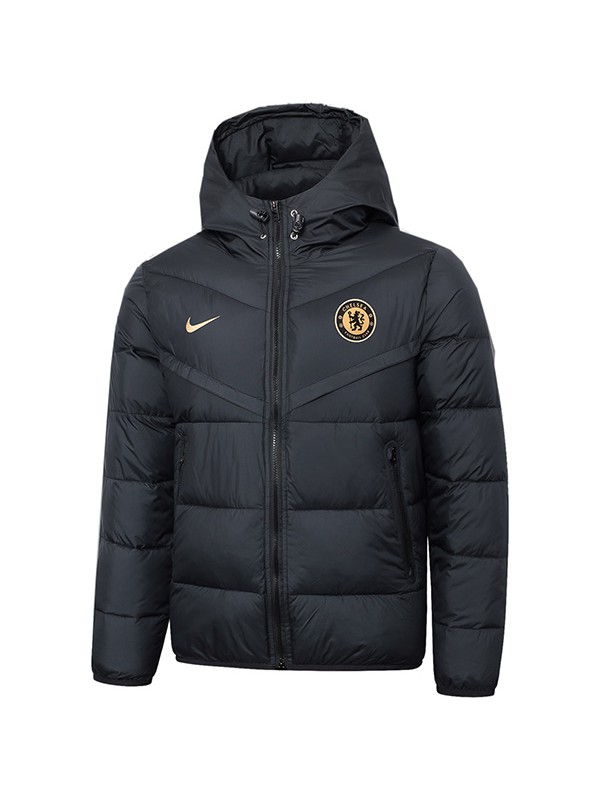 Chelsea hoodie cotton-padded jacket football sportswear tracksuit full zipper men's training black kit outdoor soccer coat 2024