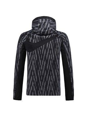 Club America windbreaker hoodie jacket football sportswear tracksuit full zipper men's training black kit outdoor soccer 2023-2024