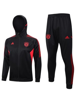FC Bayern Munich windbreaker hoodie jacket football sportswear tracksuit black full zipper uniform men's training kit outdoor soccer coat 2023-2024