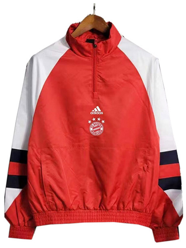 FC Bayern Munich windbreaker hoodie jacket football sportswear tracksuit zipper men's training red kit outdoor soccer coat 2023-2024