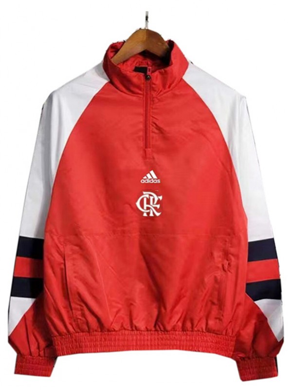Flamengo windbreaker hoodie jacket football sportswear tracksuit zipper men's training red kit outdoor soccer coat 2023-2024