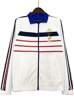 France windbreaker hoodie jacket football sportswear tracksuit full zipper men's training kit blue white outdoor soccer coat 2024