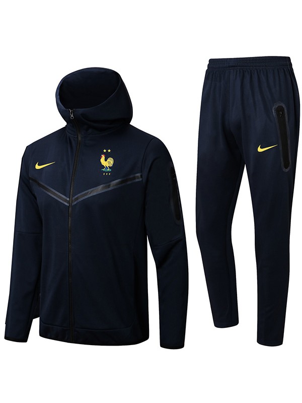 France windbreaker hoodie jacket football sportswear tracksuit full zipper uniform men's navy training kit 2024