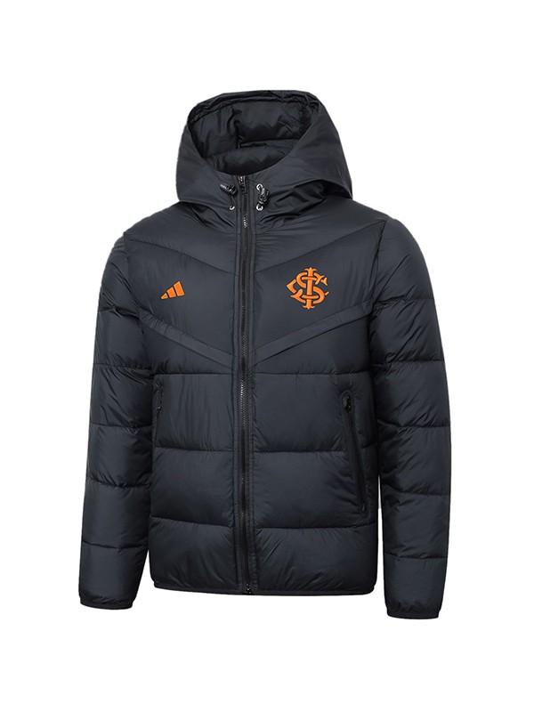 Internacional hoodie cotton-padded jacket football sportswear tracksuit full zipper men's training black kit outdoor soccer coat 2024