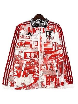 Japan windbreaker hoodie jacket football sportswear tracksuit full zipper men's training kit red black outdoor soccer coat 2024