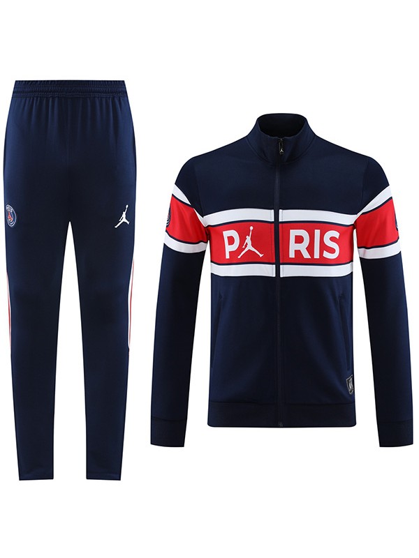 Jordan paris saint-germain jacket football sportswear tracksuit full zip navy red uniform men's training kit outdoor soccer coat 2023-2024