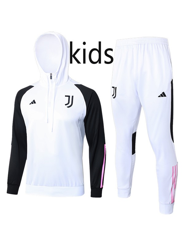 Juventus hoodie jacket kids kit football sportswear tracksuit half zipper youth training white uniform outdoor children soccer coat 2024