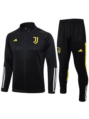 Juventus veste football sportswear survêtement zipper noir uniforme hommes formation kit extérieur football manteau 2023-2024
