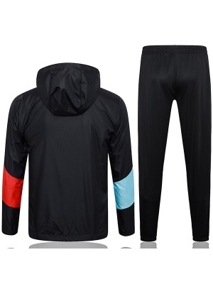 Manchester city windbreaker hoodie jacket football sportswear tracksuit full zipper black red uniform men's training kit 2024